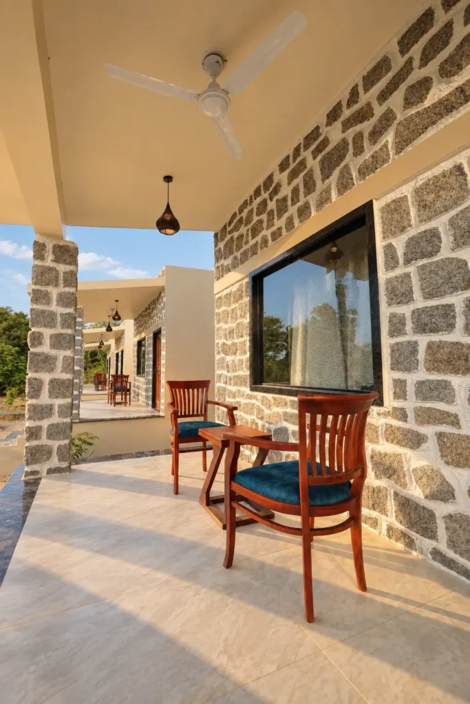 Verandah of a stone cottage, Jawai Heaven
