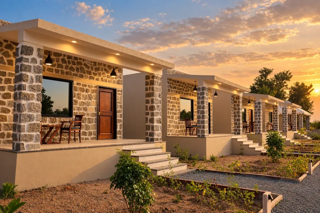 Stone cottages at Jawai Heaven